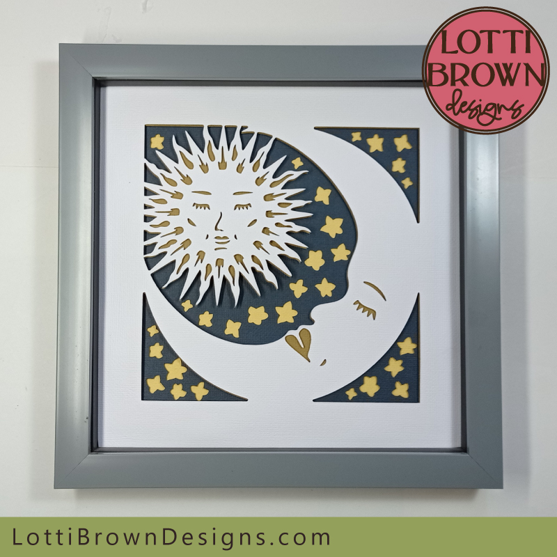 Celestial shadow box project for Cricut and other cutting machines