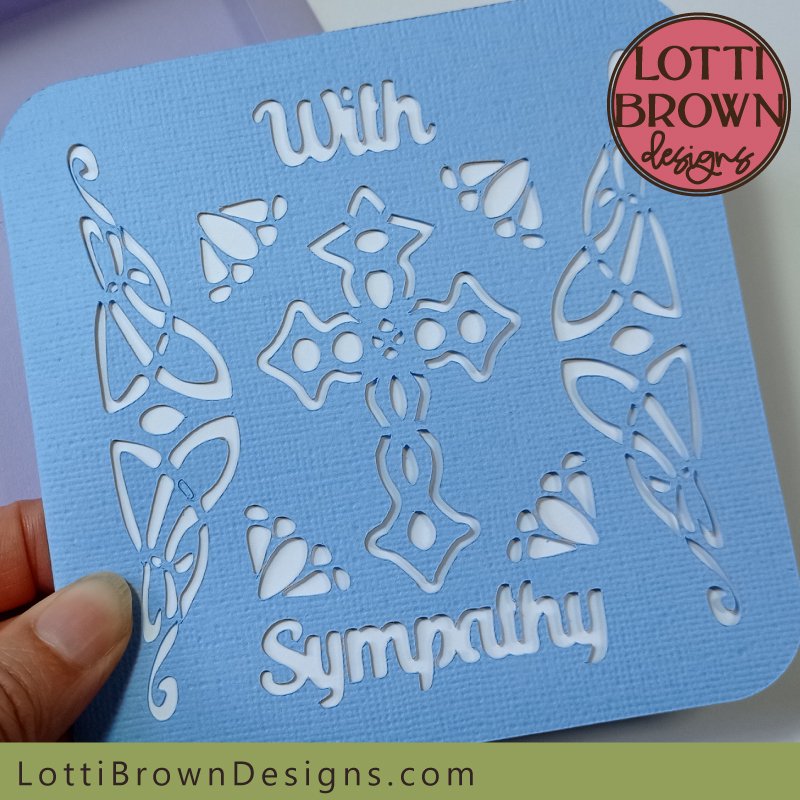 Sympathy card SVG template in pretty blue