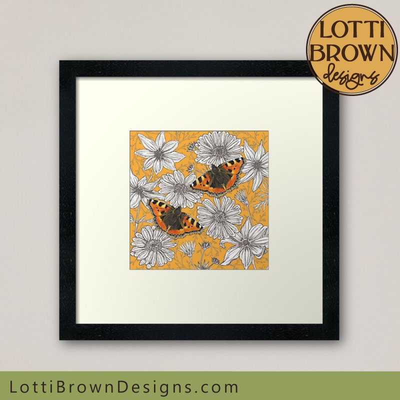 Tortoiseshell butterfly framed art prints