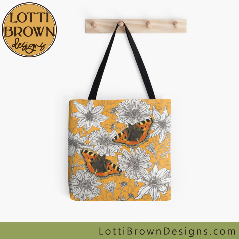 Tortoiseshell butterfly tote bag